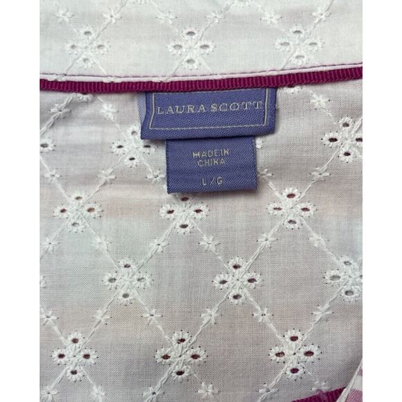 3 for $25-Laura Scott Womens Large Fushia Plaid Long Sleeve Blouse Roll Tab - Picture 3 of 8